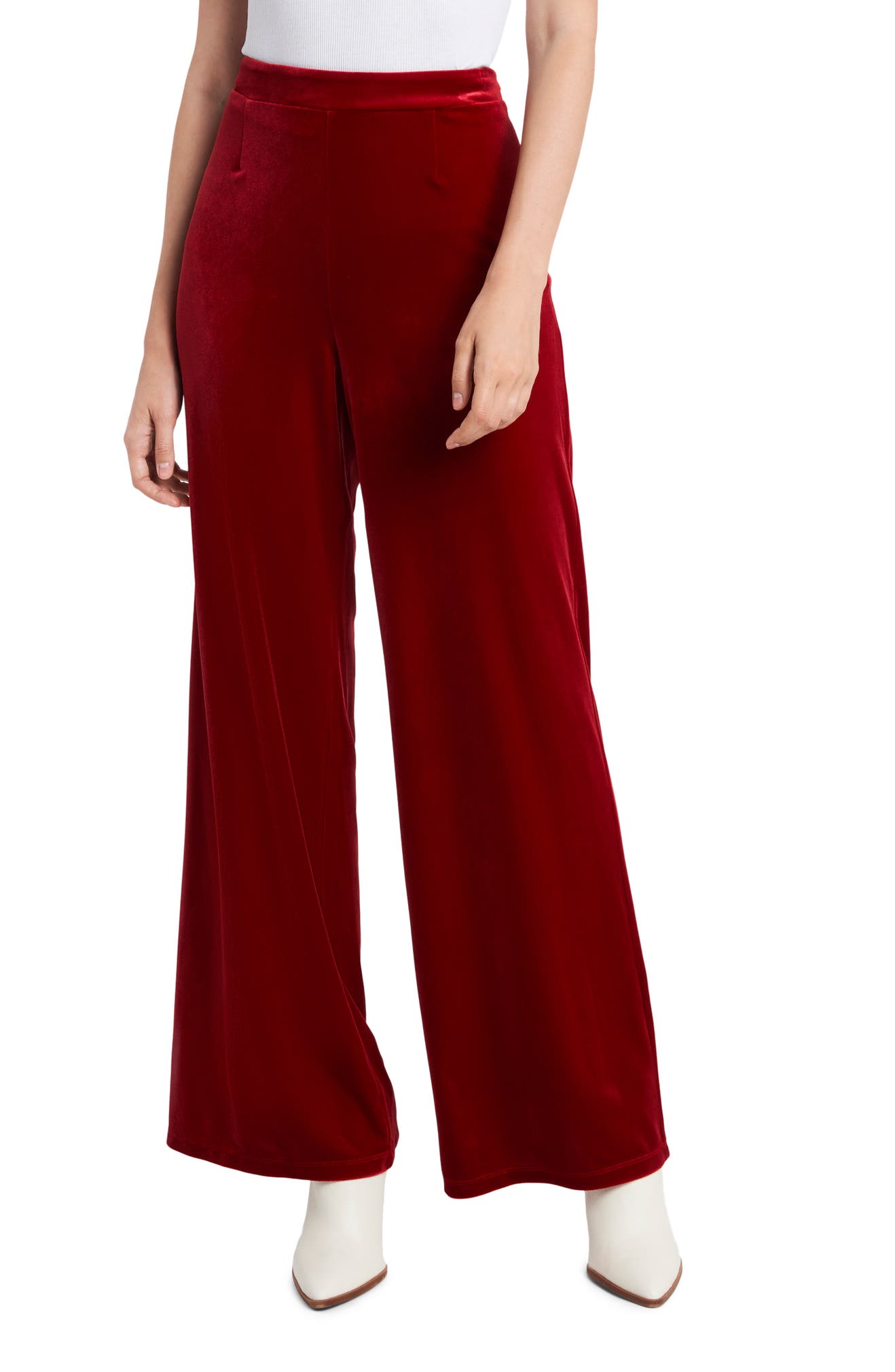 1.STATE Velvet Wide Leg Pants, Main, color, VIBRANT RED