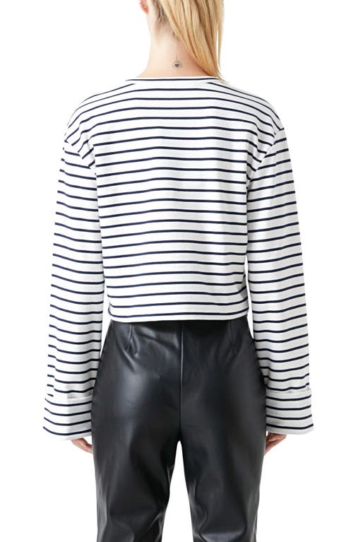 Grey Lab Stripe Crop Top In White/navy