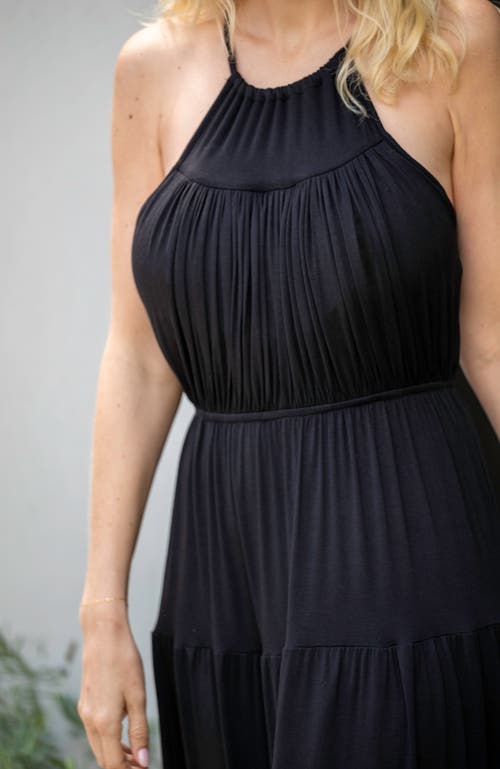 Jjwinks Bon Voyage Built-in Shelf Tiered Midi Dress In Black