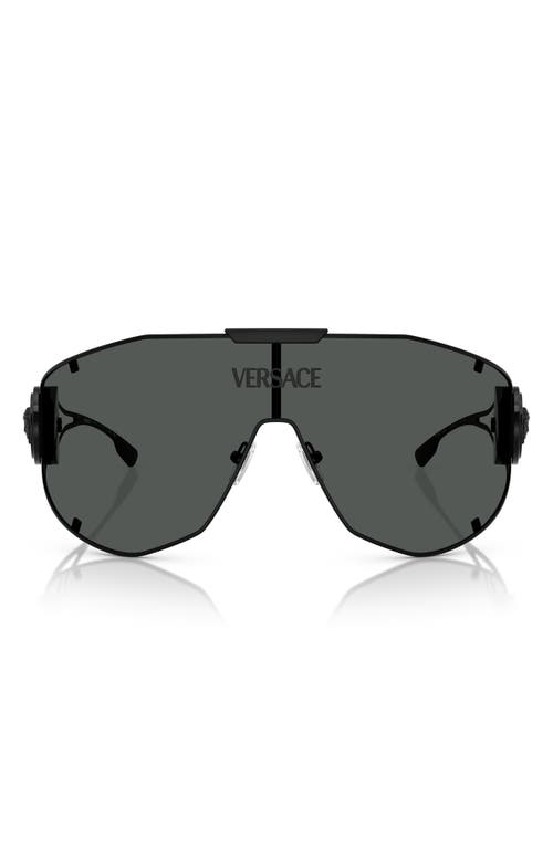 Versace Medusa Medallion 142mm Shield Sunglasses In Matte Black