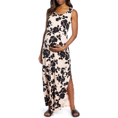 Angel Maternity Busy Mama Maternity/nursing Maxi Dress, Pink