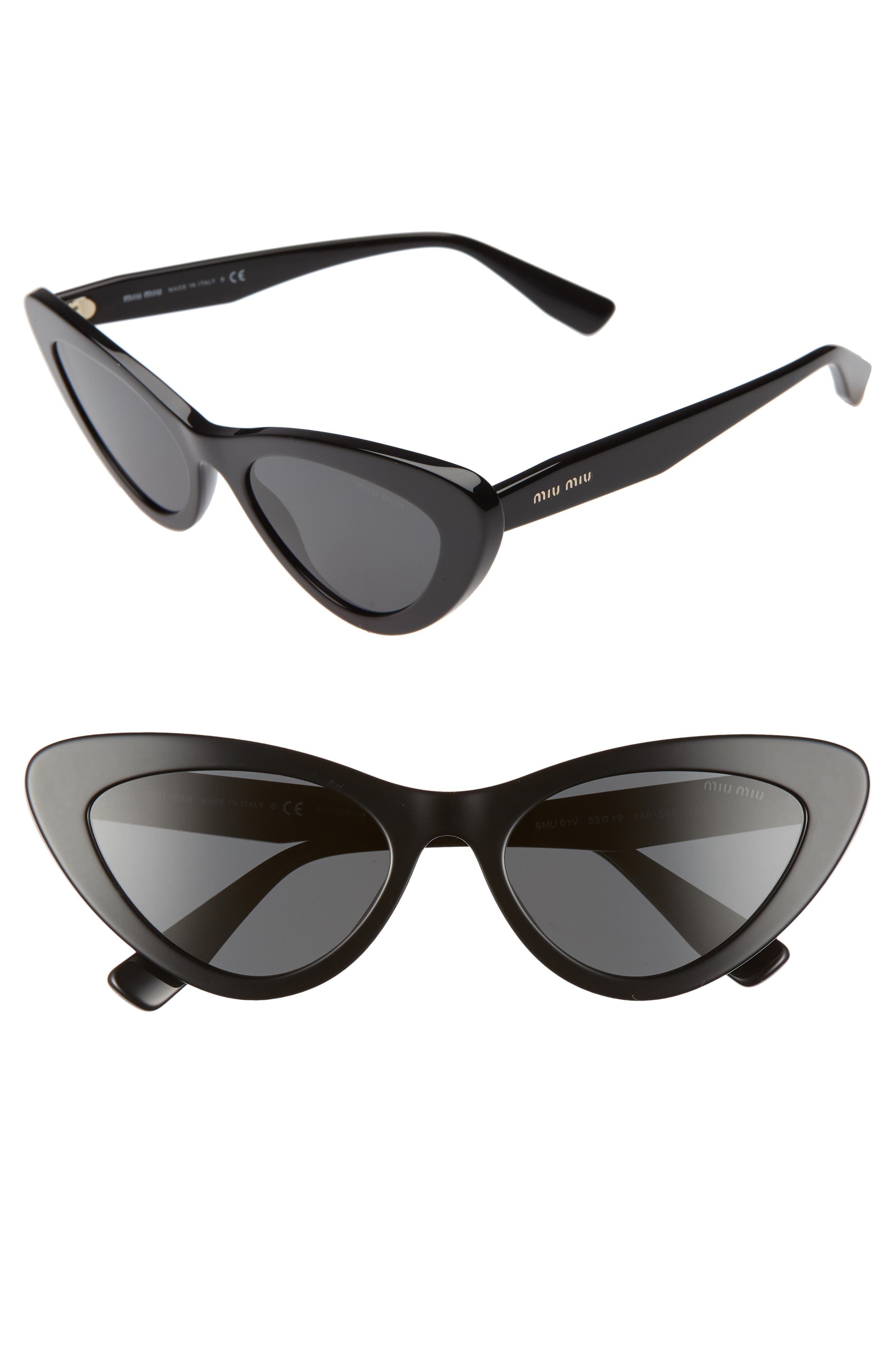 EAN 8056597133524 product image for Women's Miu Miu 55mm Butterfly Sunglasses - Black/ Black Solid | upcitemdb.com