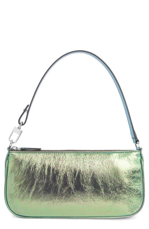 By Far Rachel Metallic Leather Convertible Shoulder Bag in Green