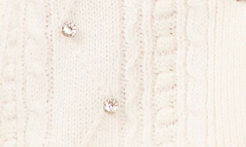 Cece Womens Embellished Cable Knit Cardigan Sweater In White