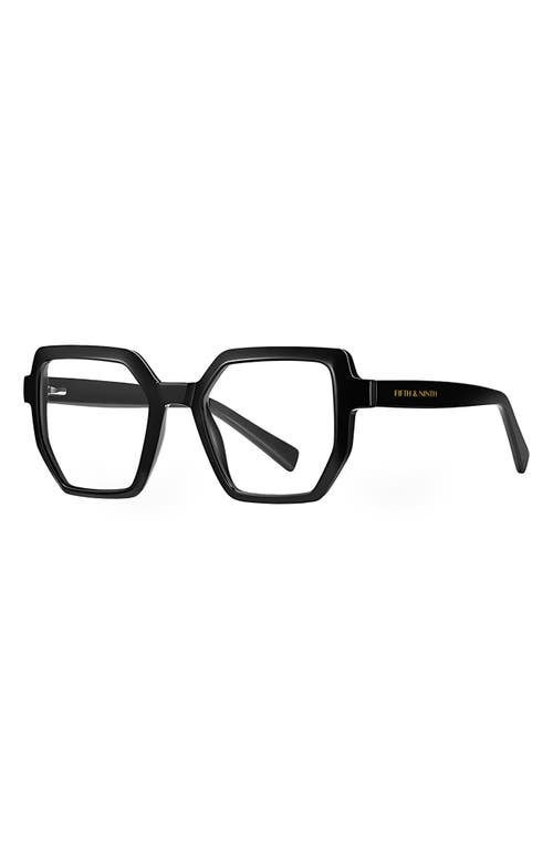 Shop Fifth & Ninth Monroe 48mm Square Blue Light Blocking Glasses In Black/clear