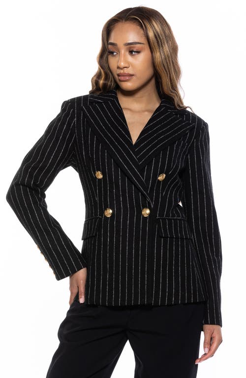Alexia Admor Double Breasted Blazer In Black Stripe