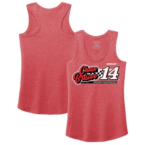 Women's Stewart-Haas Racing Team Collection Heather Red Chase Briscoe 2023 #14 Finish Line Tri-Blend Racerback Tank Top