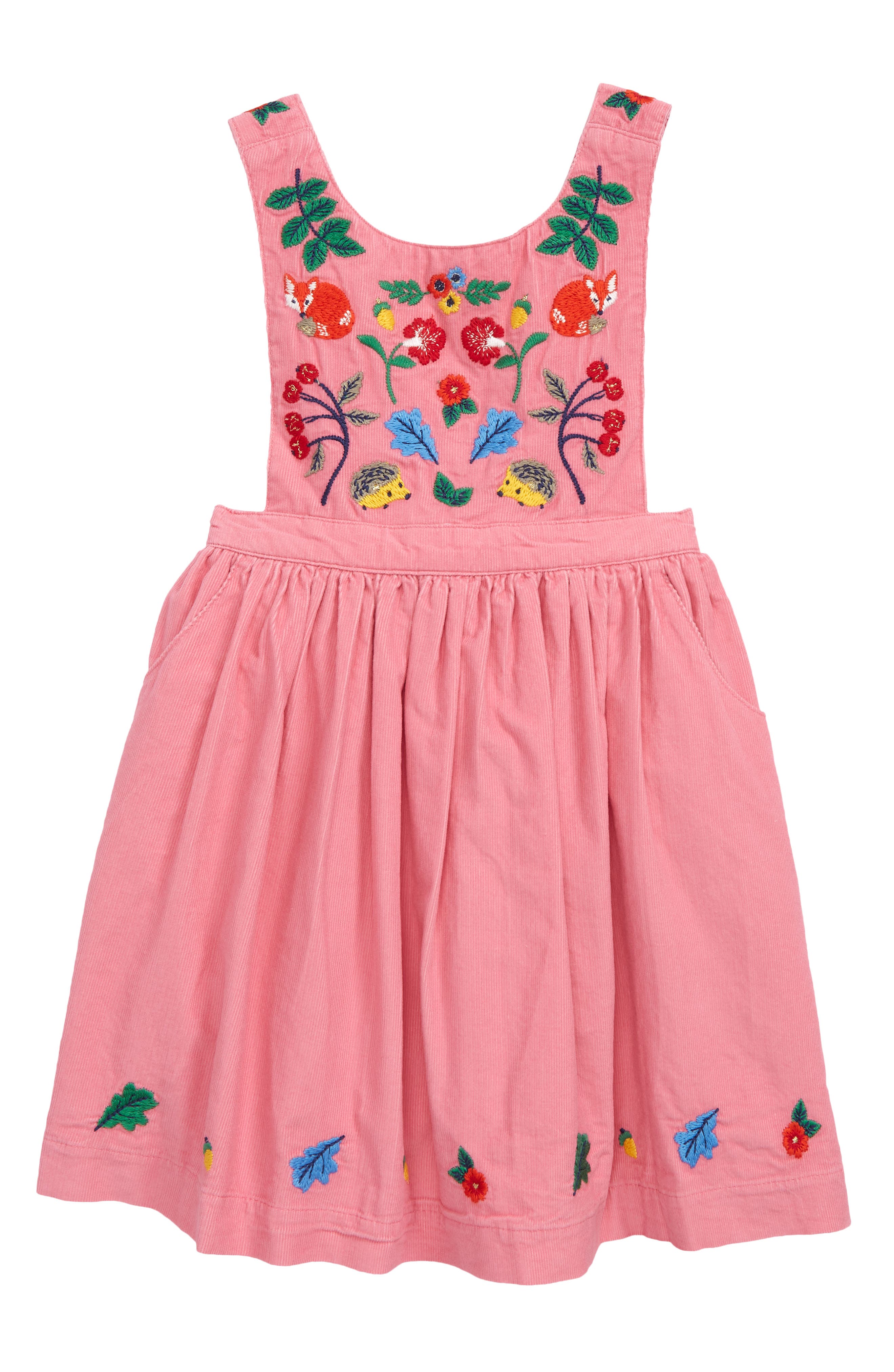 embroidered pinafore dress