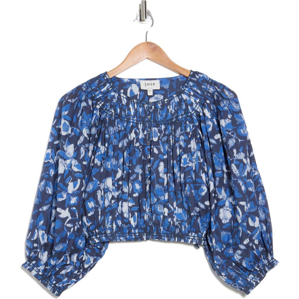 Joie May Floral Cropped Blouse In Blue