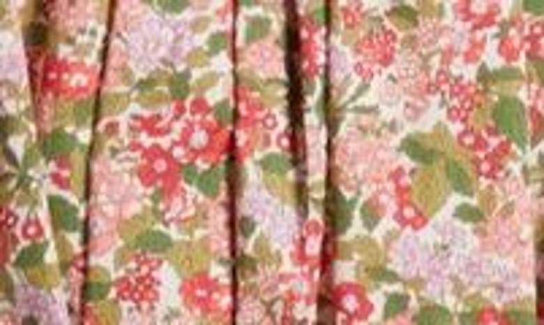Shop Loretta Caponi X Liberty London Delfina Floral Print Smocked Dress In Red Hedgerow Ramble