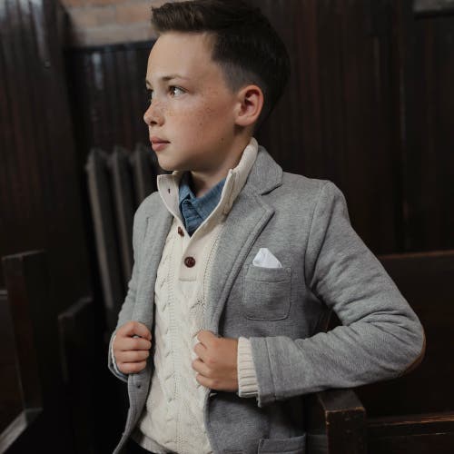 Shop Hope & Henry Boys' Fleece Blazer, Toddler In Gray Heather Herringbone