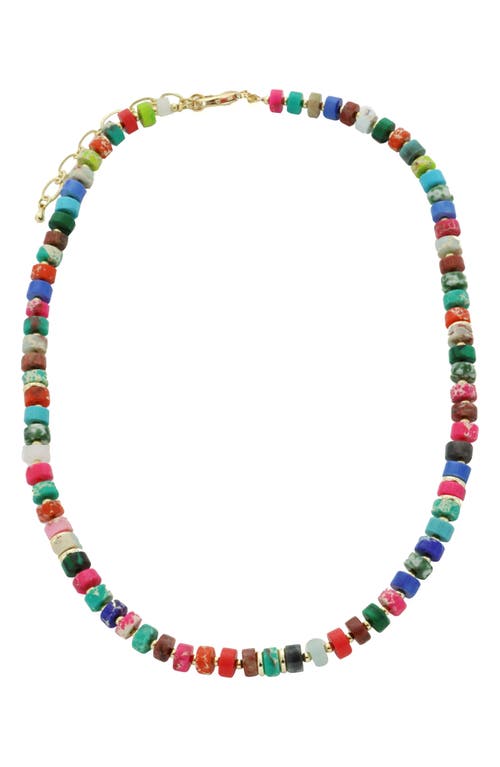 Beaded Stone Necklace in Gold/Multi Stones