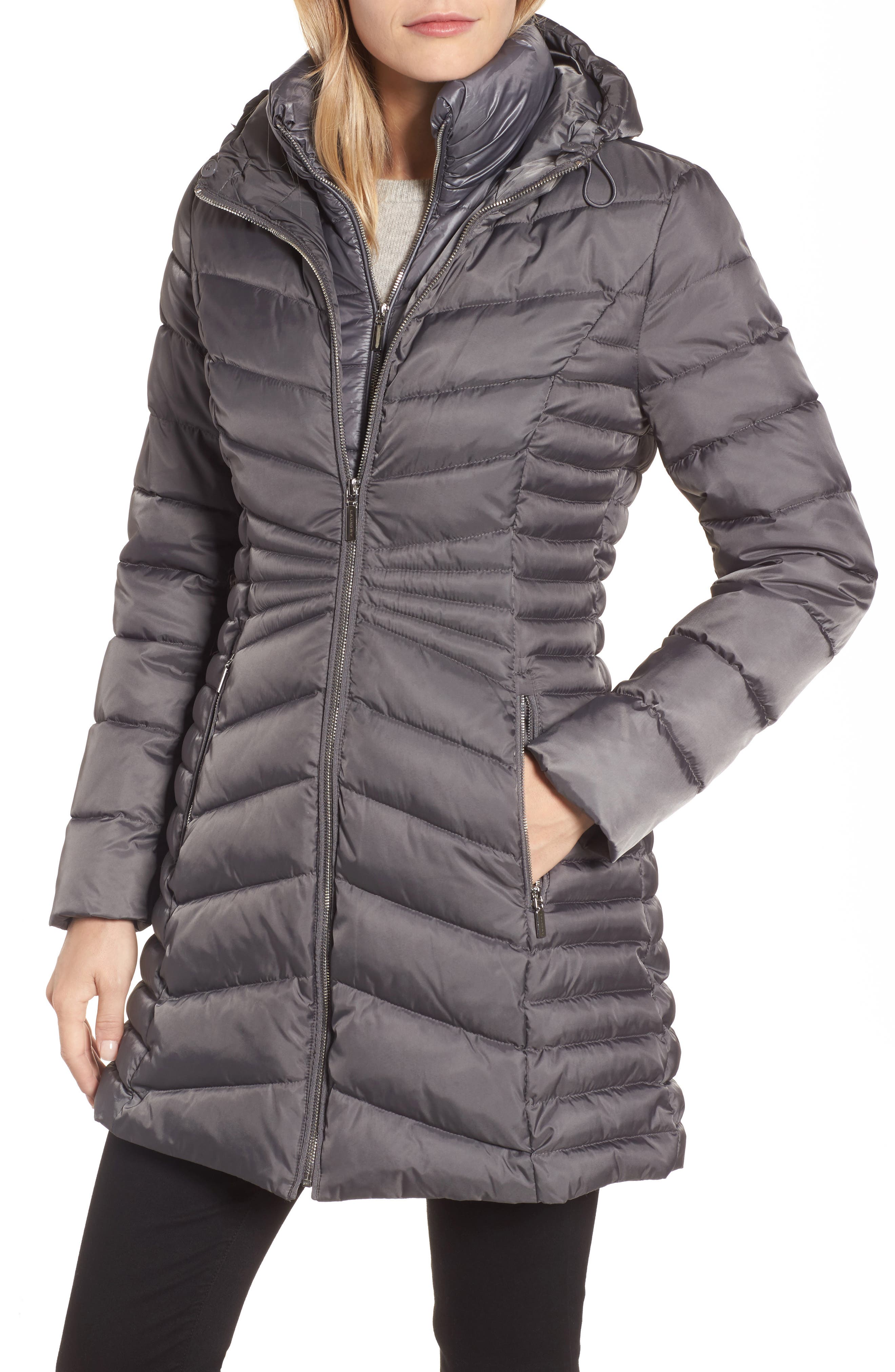 Laundry By Shelli Segal | Faux Fur Trim Hooded Puffer Coat | Nordstrom Rack
