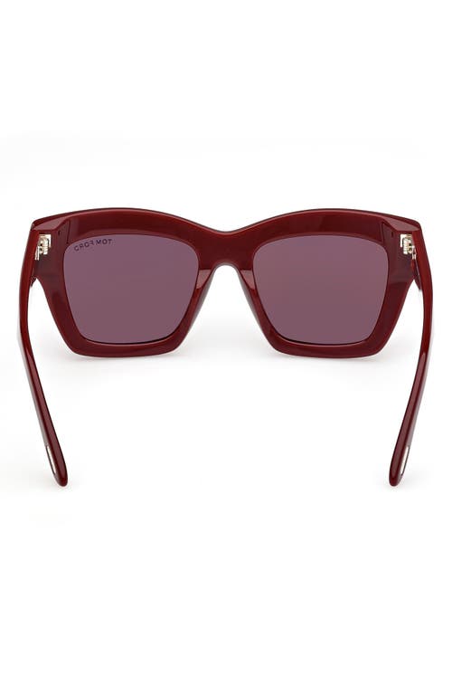 Shop Tom Ford Luna 52mm Butterfly Sunglasses In Shiny Solid Bordeaux/brown