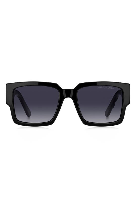 Shop Marc Jacobs 55mm Square Sunglasses In Black Grey/ Grey Shaded