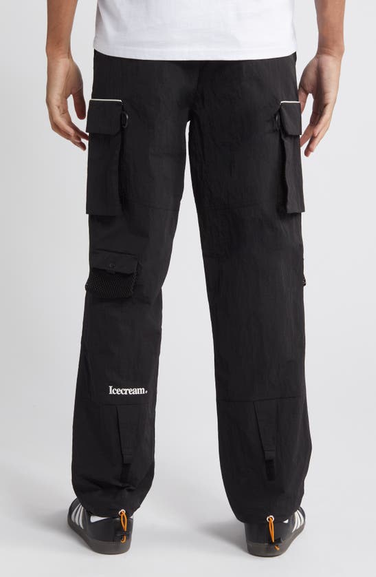 Shop Icecream Coffee Nylon Cargo Pants In Black