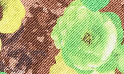 Clifton Wilson Green & Brown Floral Silk Pocket Square In Green