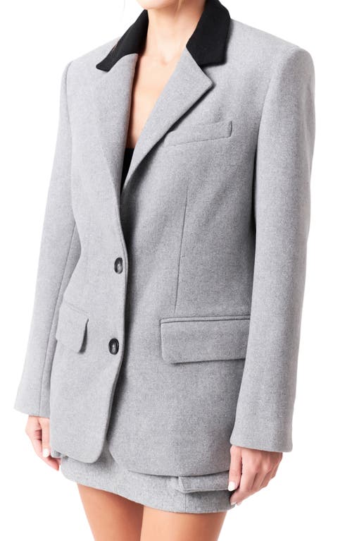 Grey Lab Oversize Wool Blend Blazer In Grey/black