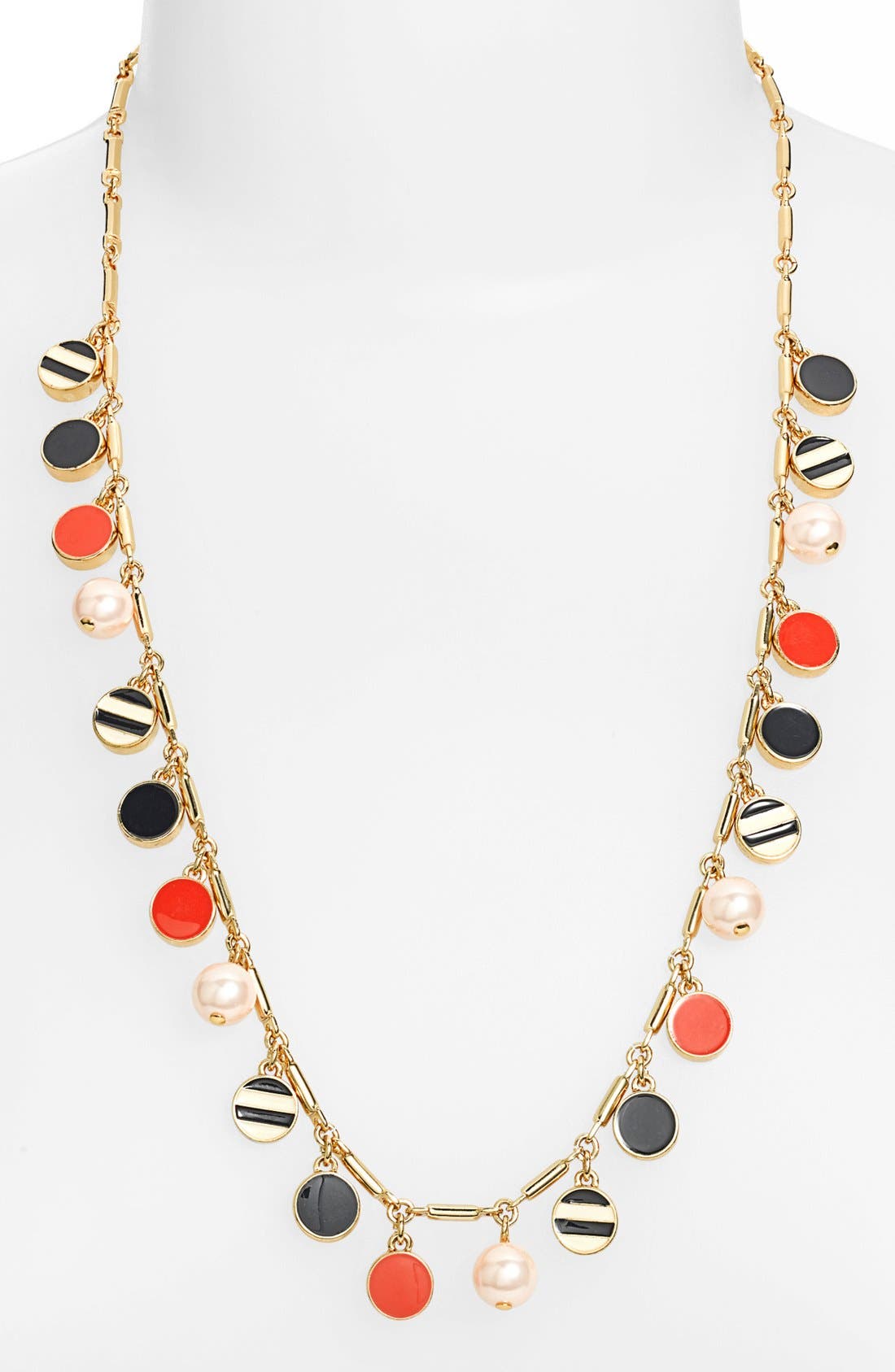 kate spade new york 'spot the shore' enamel & faux pearl long necklace