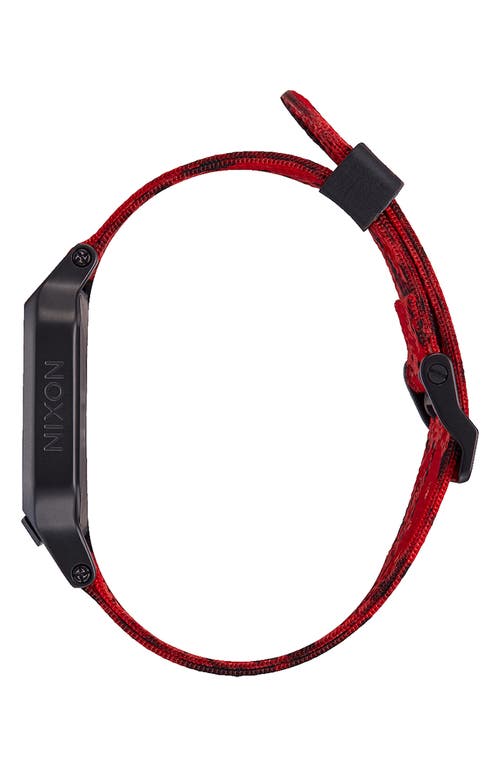Shop Nixon Heat Digital Rubber Strap Watch In Black/red
