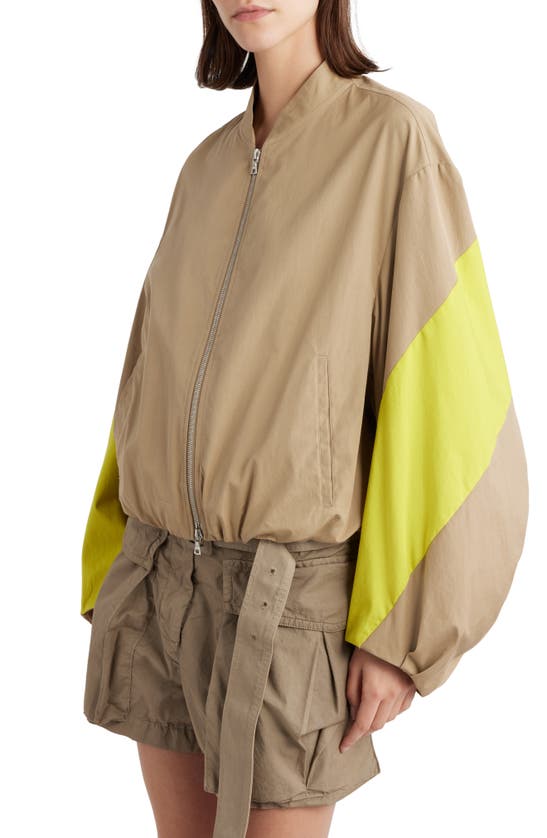 Shop Dries Van Noten Colorblock Cotton Windbreaker Jacket In Beige