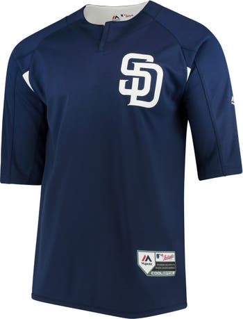 MAJESTIC Men's Majestic Navy/White San Diego Padres Authentic Collection  On-Field 3/4-Sleeve Batting Practice Jersey