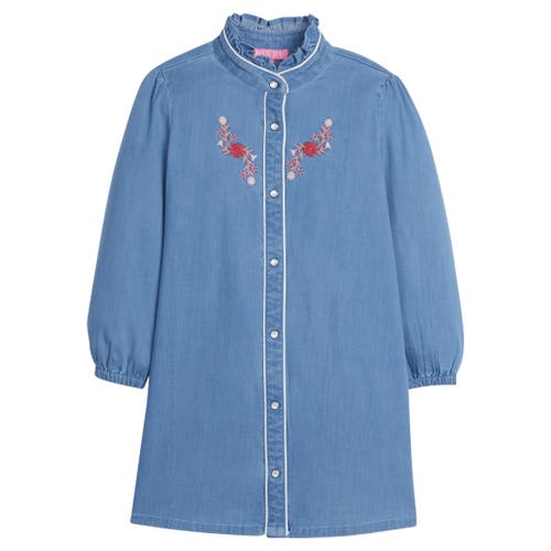 Bisby Kids' Chambray Jen Dress In Chambray & Thistle Embroidery