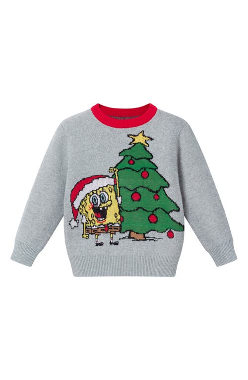 Andy & Evan Kids' Holiday SpongeBob® Jacquard Cotton Sweater in Grey 