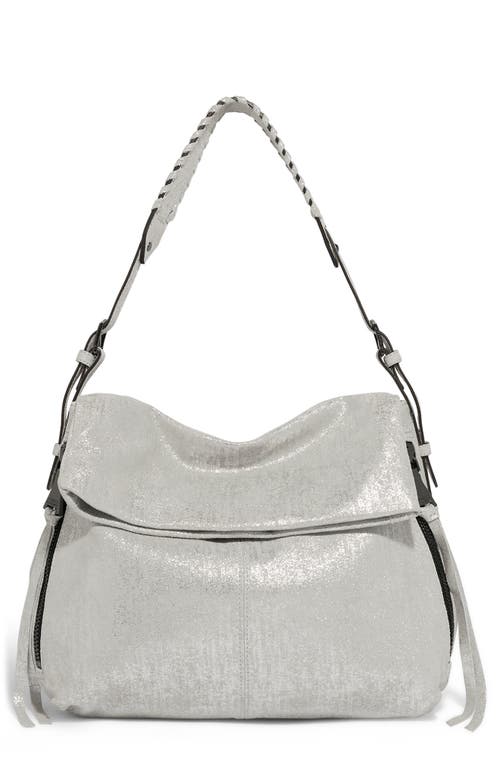 Aimee Kestenberg Bali Double Entry Leather Hobo in Distressed Silver