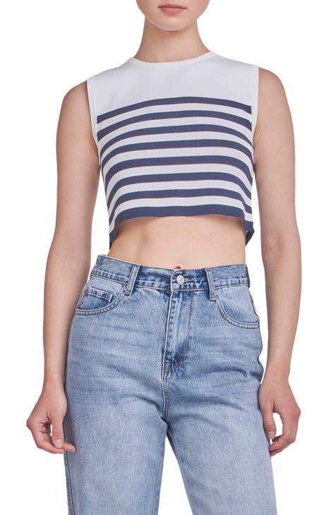 Grey Lab Cropped Balloon Sleeveless Top Khaki