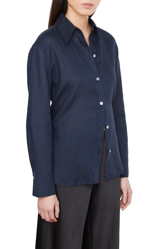 Shop Vince Relaxed Fit Linen Button-up Shirt In Coastal