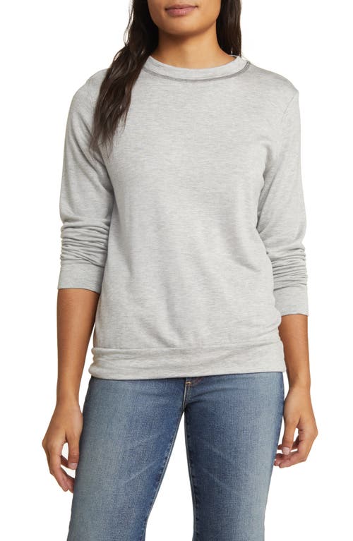 Loveappella Heathered Crewneck Top Heather Gray at Nordstrom,