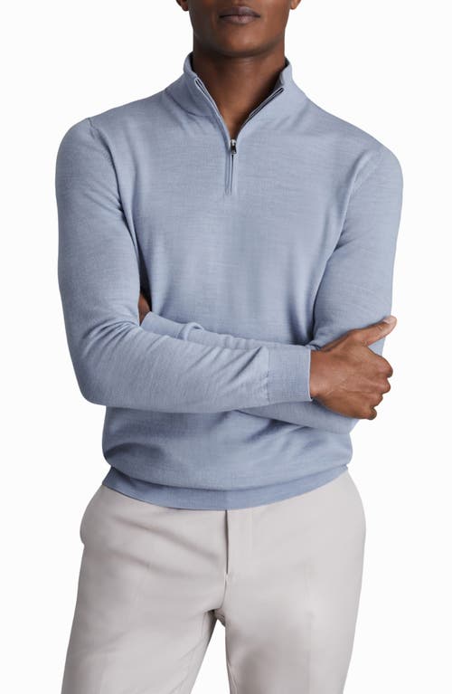 Shop Reiss Blackhall Quarter Zip Wool Sweater In Soft Blue Melange