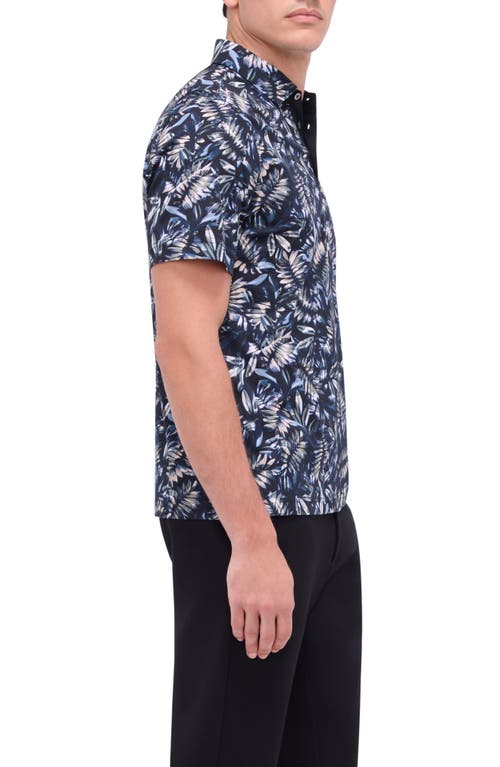 Shop Bugatchi Hendrix Digital Leaf Print Pima Cotton Polo In Black