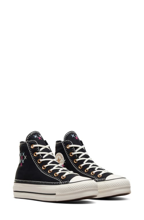 Chuck Taylor All Star Lift High Top Sneaker in Black/Egret/Gold