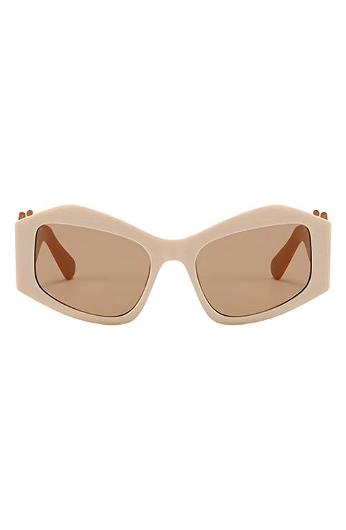 Fifth & Ninth Jade 53mm Polarized Rectangular Sunglasses In Tan/champagne