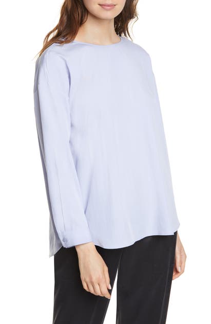 Eileen Fisher Shirttail Tencel Lyocell Blend Top In Hyacinth