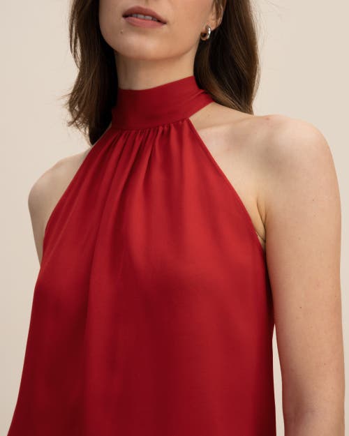 Lilysilk Silk Georgette Halter Neck Top In Pomegranate Red