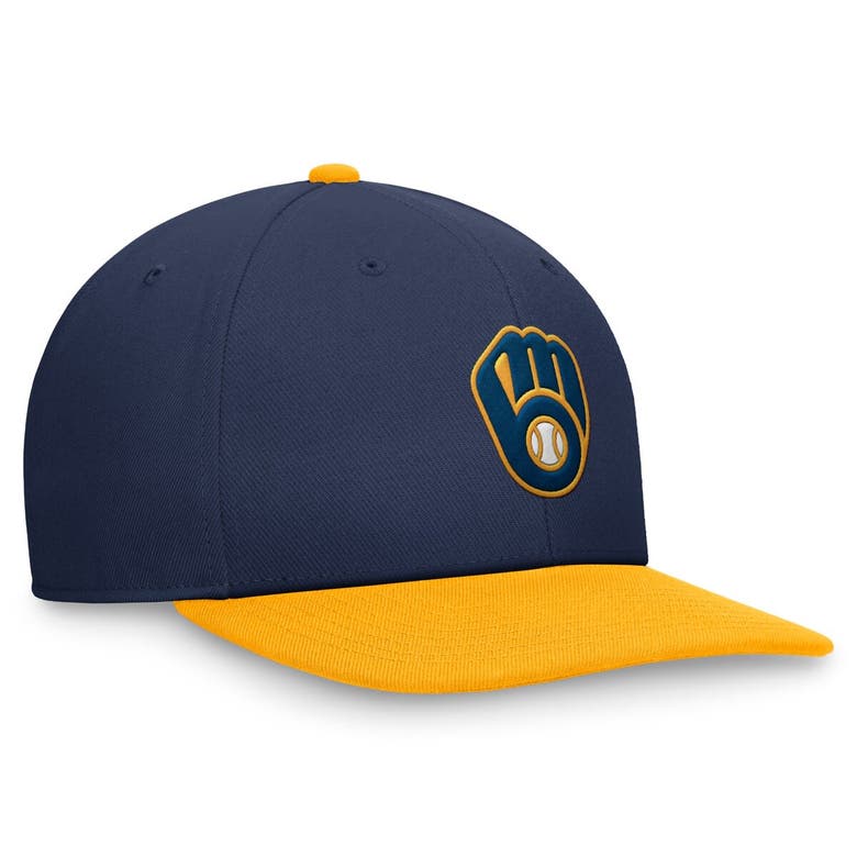 Shop Nike Navy/gold Milwaukee Brewers Evergreen Two-tone Snapback Hat