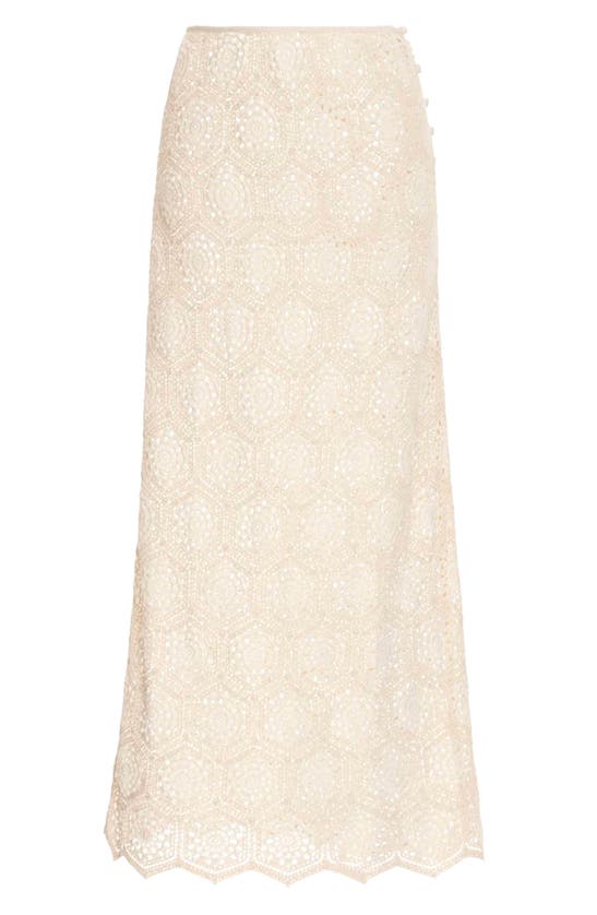Shop Agua Bendita Tove Seed Crochet Cover-up Maxi Skirt In Ivory