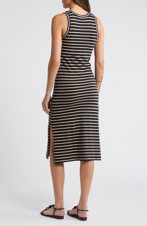 Shop Rails Stripe Cotton Midi Tank Dress In Black Ivory Stripe