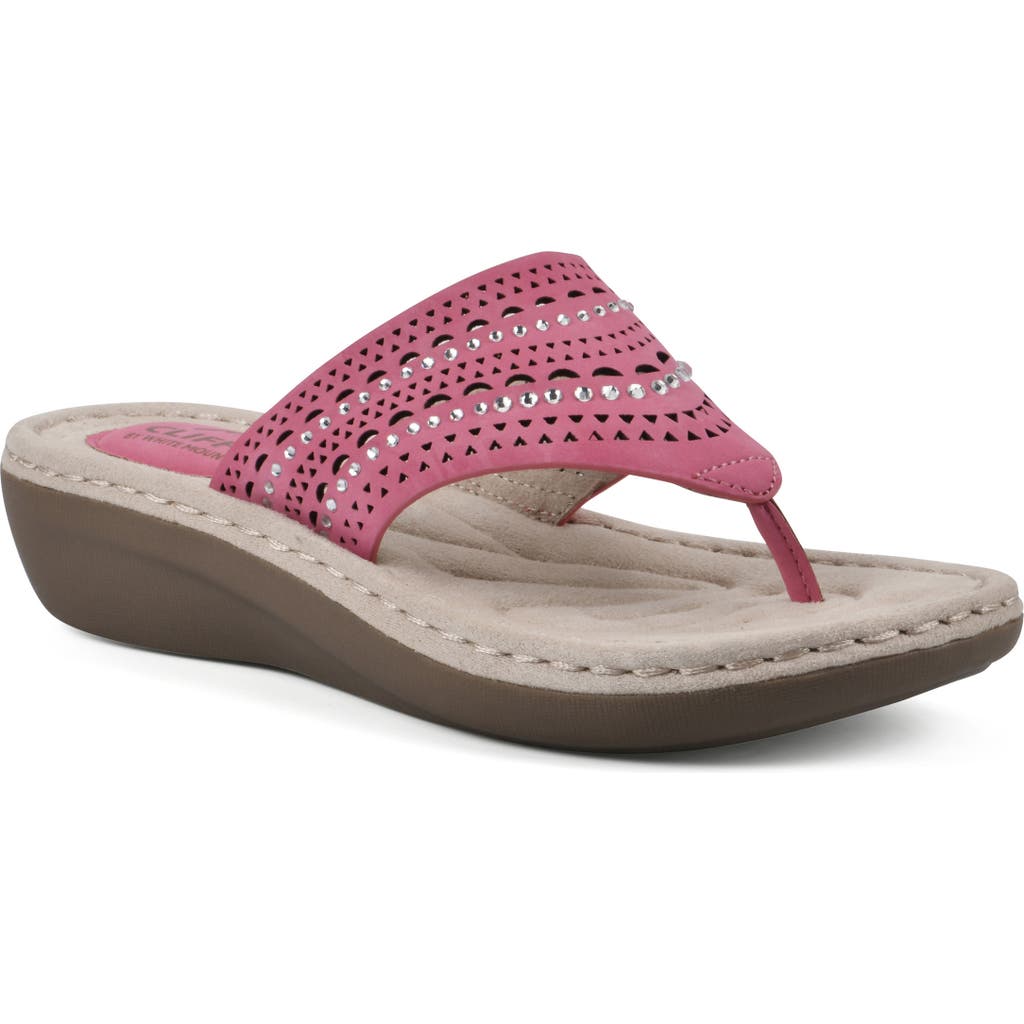 Cliffs By White Mountain Candyce Wedge Sandal In Fuchsia/nubuck