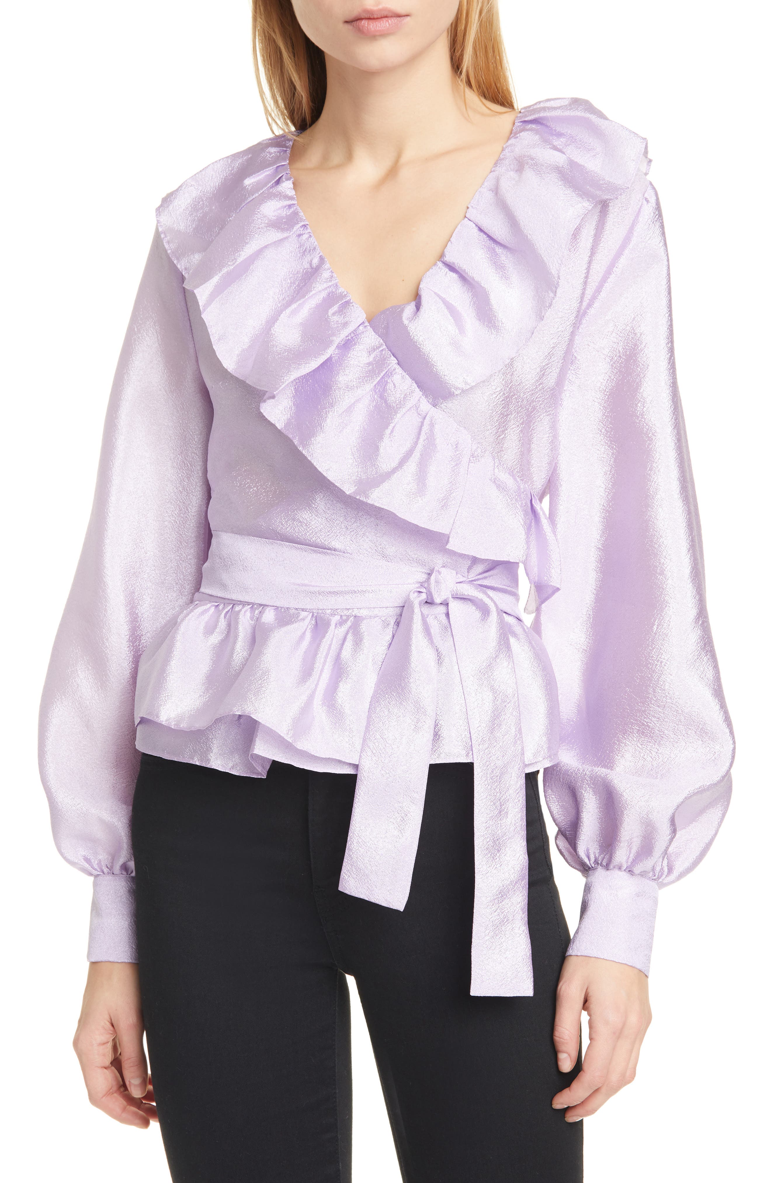 ruffle wrap blouse