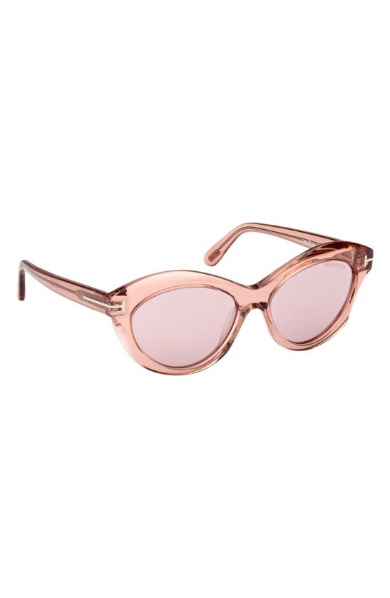 Tom Ford Toni 55mm Oval Sunglasses In Shiny Light Rose / Pink Silver