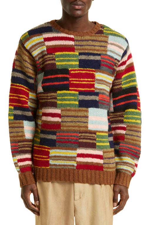 BEAMS Wool Crewneck Sweater in 90 Stripe