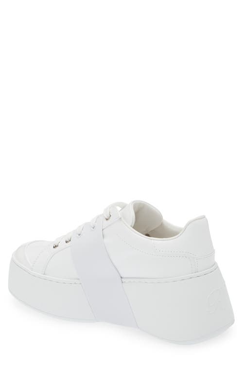Roger Vivier Viv Skate Crystal-embellished Rubber-trimmed Leather Sneakers In White