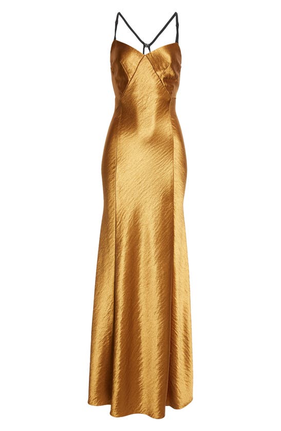 Shop Jason Wu Hammered Satin Gown In Burnished Gold