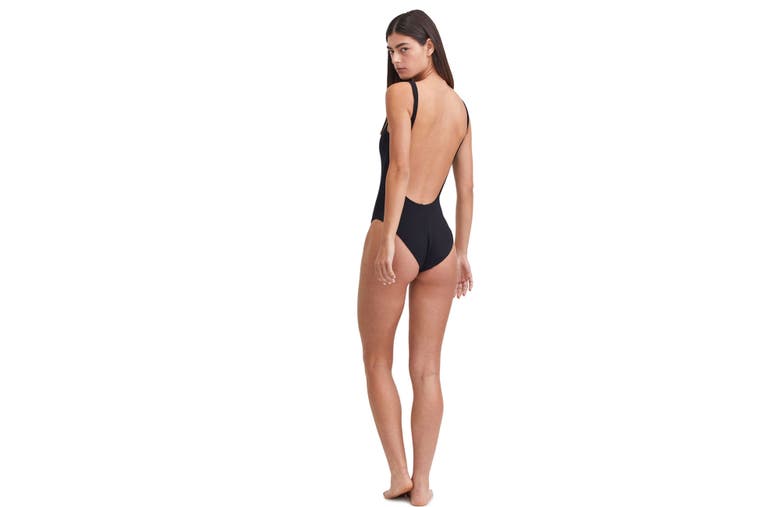 Shop Au Naturel By Gottex Solid Textured Scoop Neck One Piece Swimsuit With Low U Back In Black