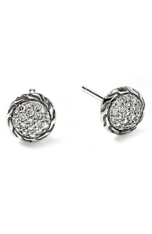 Shop John Hardy Jh Essential Pavé Stud Earrings, Sterling Silver, Diamonds In Silver/diamond