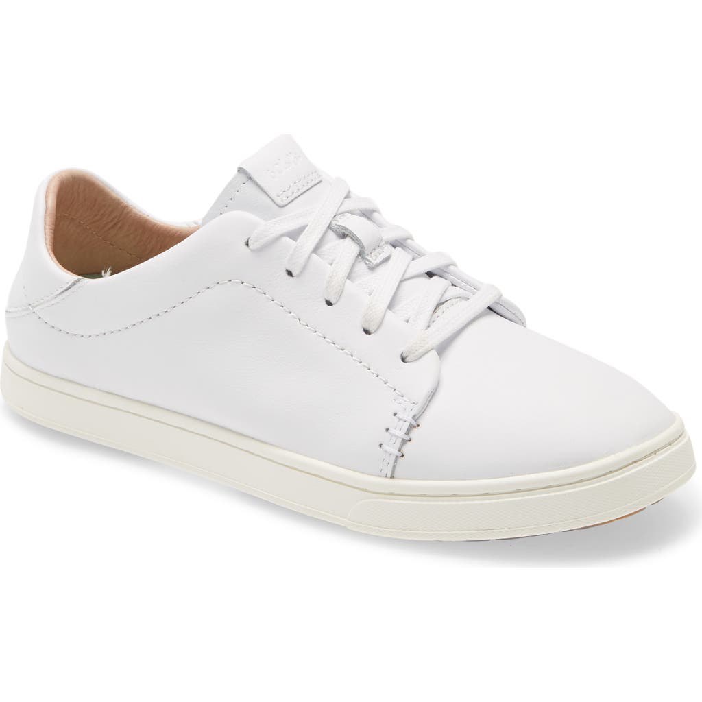 Olukai Women's Pehuea Li Ili Sneaker In White Leather In White/white Leather